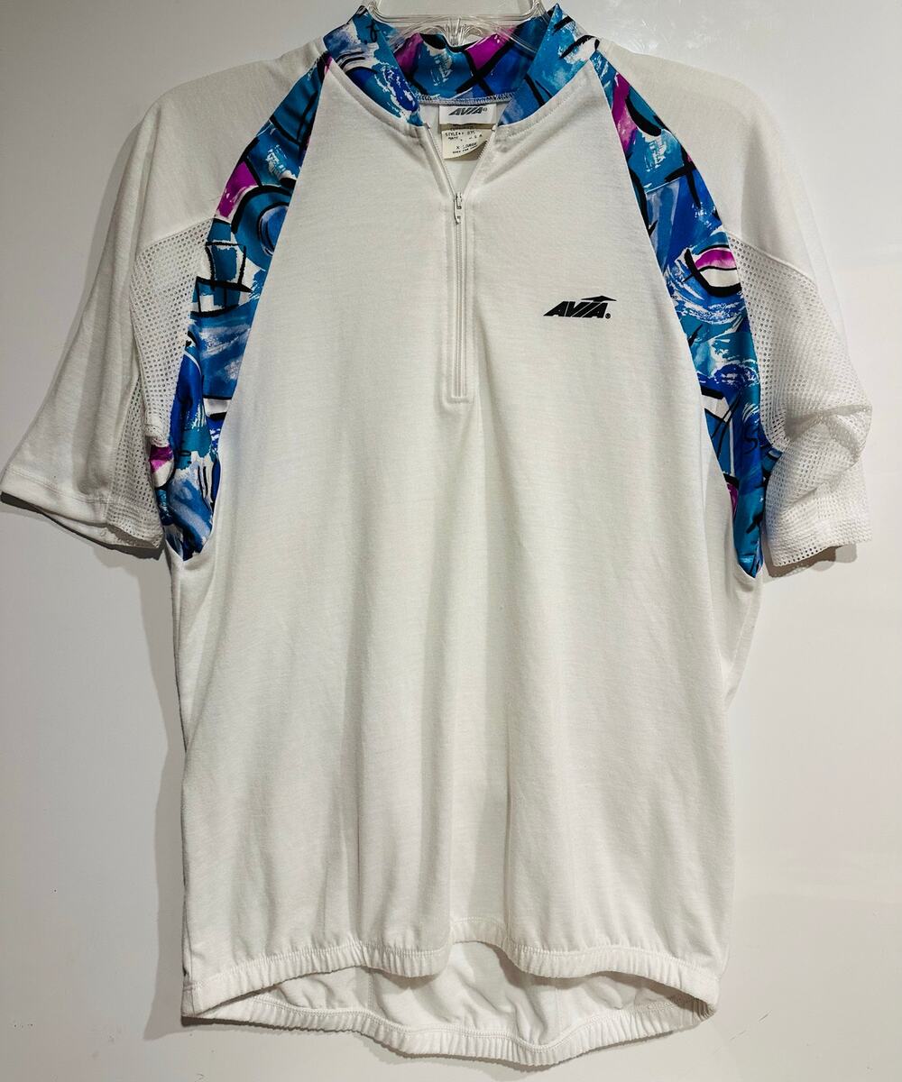 AVIA Cycling Jersey Womens XL white  Short Sleeve 1/4 Zip Ladies Biking Cycling